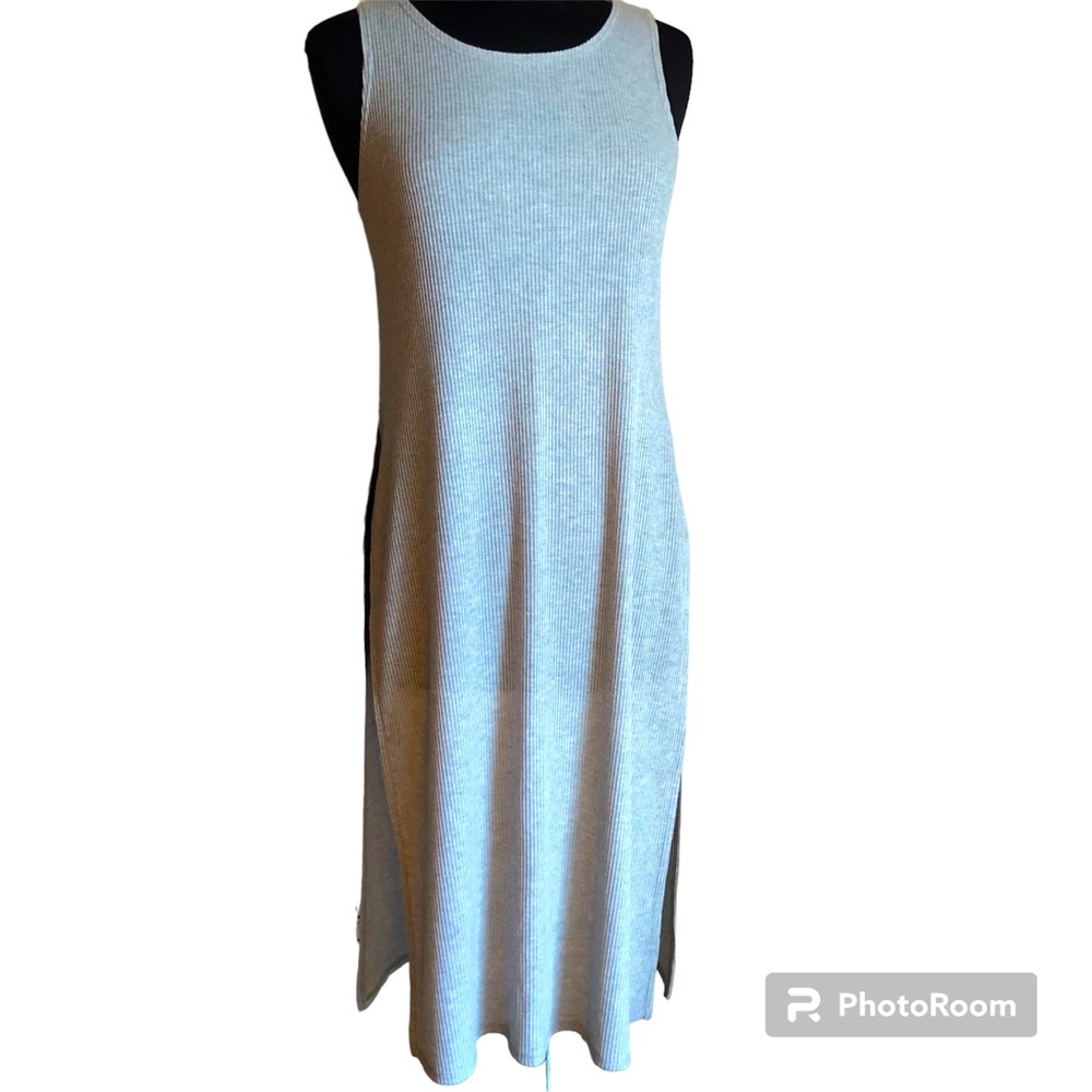 Jolie Grey Ribbed Knit Cover Up Midi